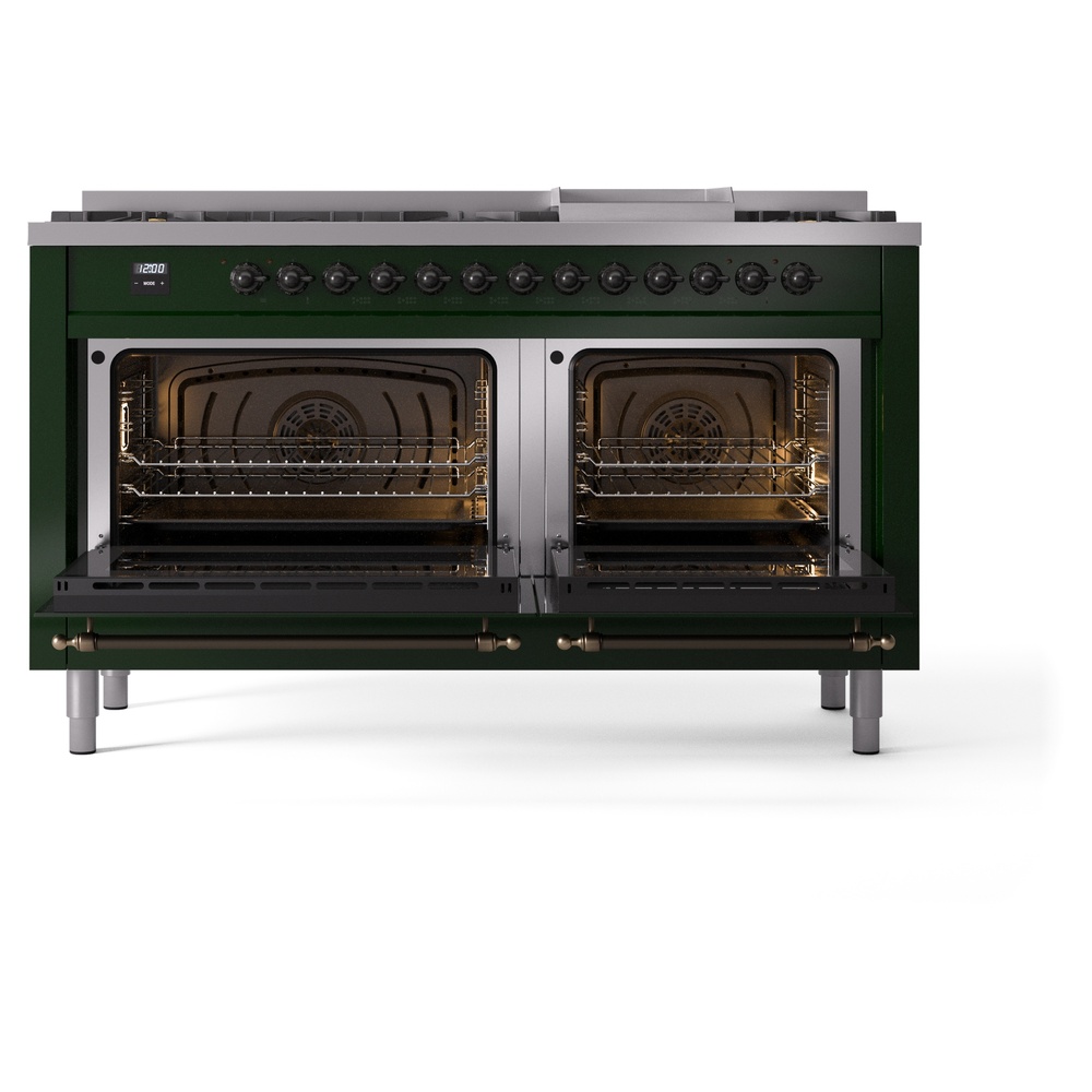 ILVE UP60FNMPEGB Nostalgie II 60" Dual Fuel Range, oven doors opened
