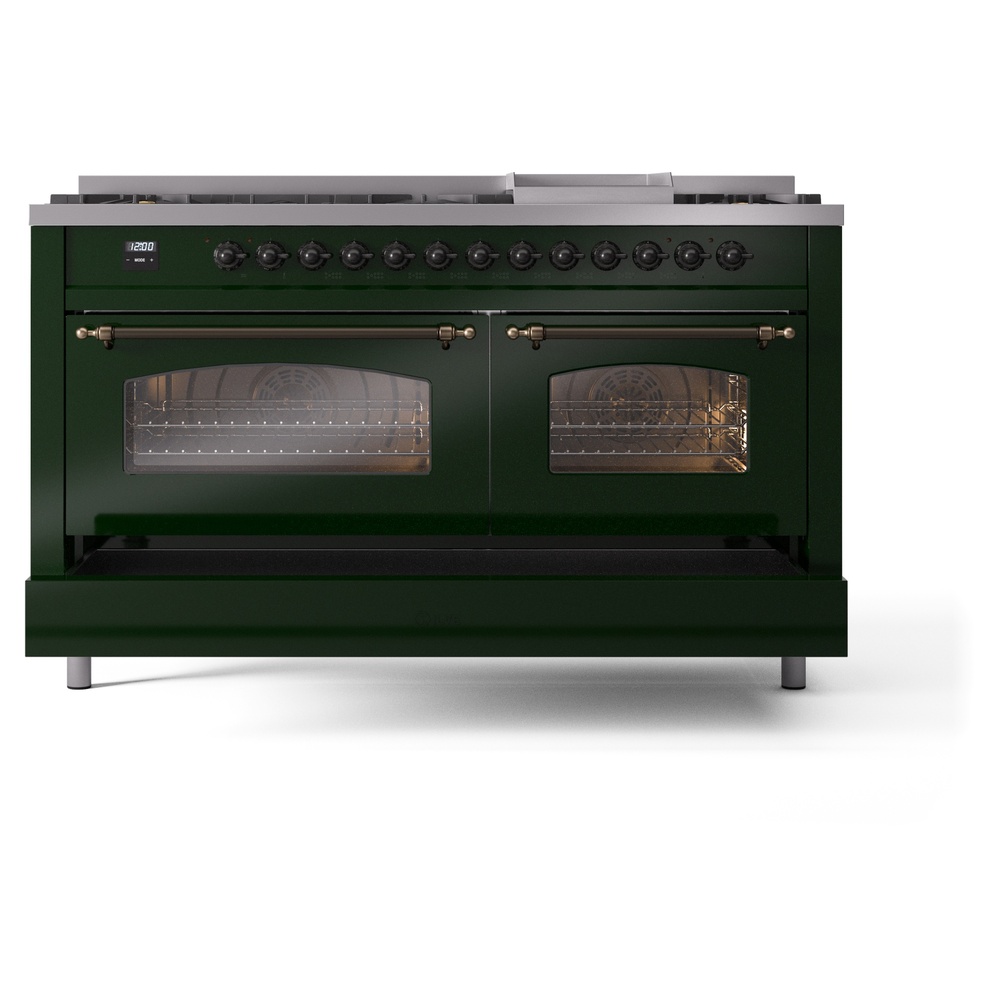 ILVE UP60FNMPEGB Nostalgie II 60" Dual Fuel Range, drawer opened