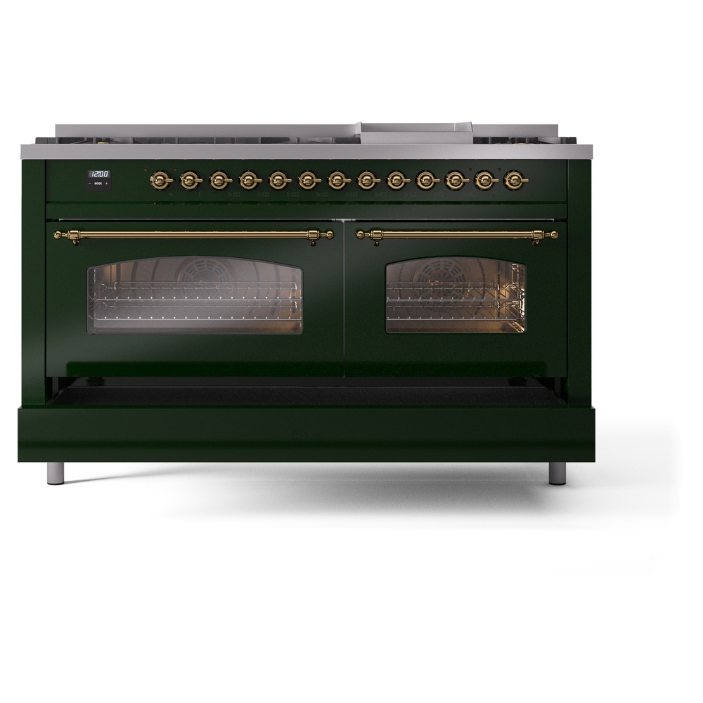 ILVE UP60FNMPEGG Nostalgie II 60" Dual Fuel Range, drawer opened
