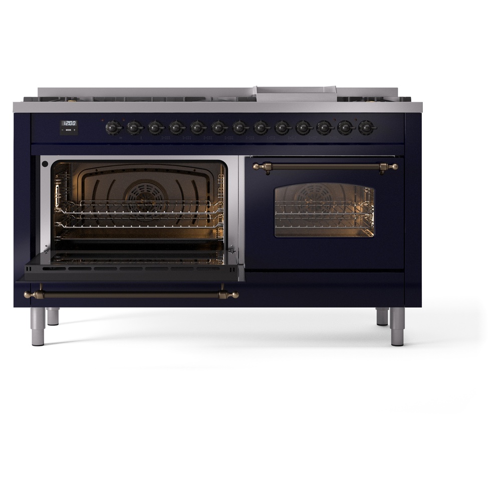 ILVE UP60FNMPMBBLP Nostalgie II 60" Dual Fuel Range, main oven door opened