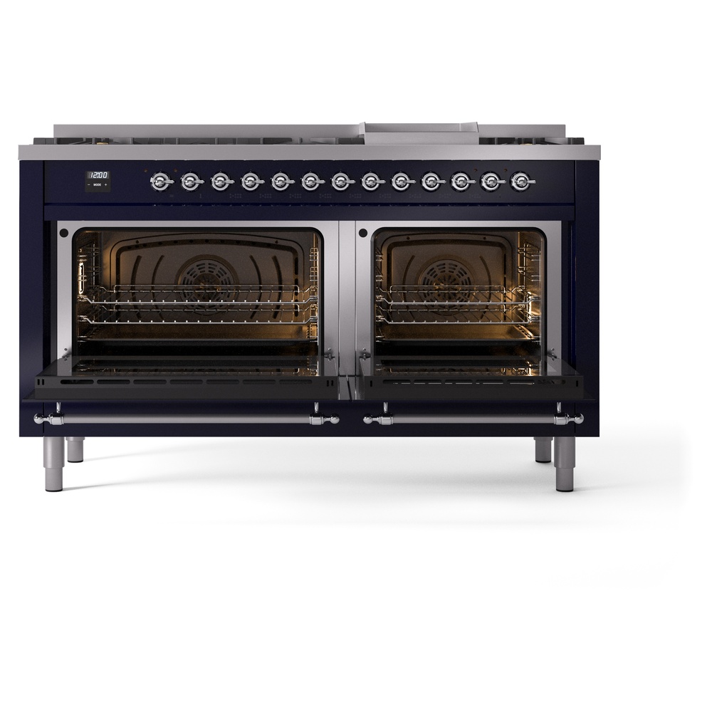 ILVE UP60FNMPMBCLP Nostalgie II 60" Dual Fuel Range, oven doors opened