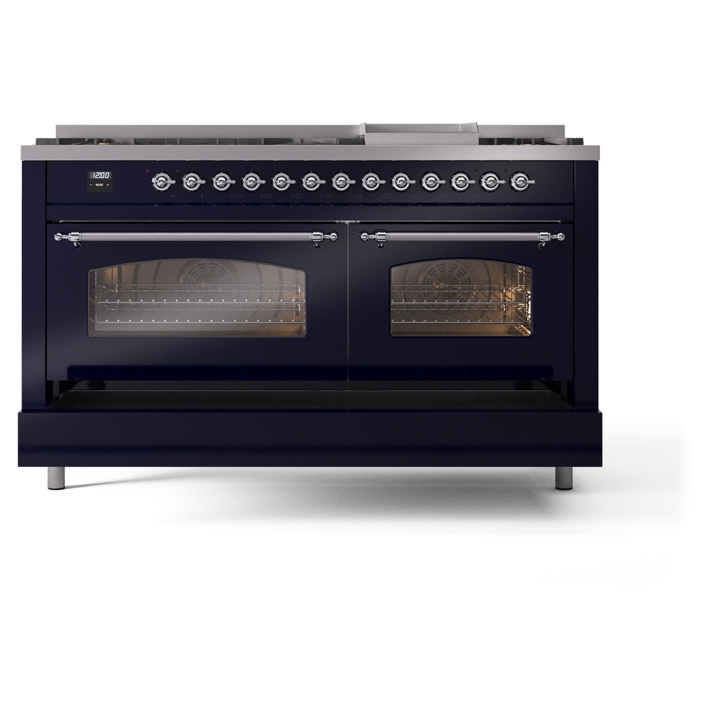 ILVE UP60FNMPMBC Nostalgie II 60" Dual Fuel Range, drawer opened