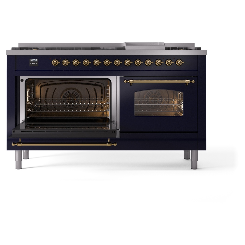 ILVE UP60FNMPMBGLP Nostalgie II 60" Dual Fuel Range, main oven door opened