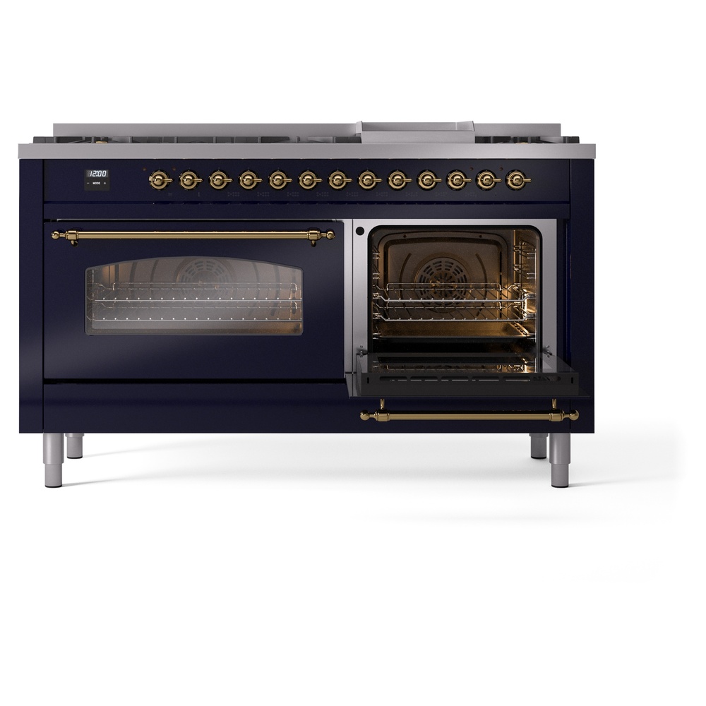 ILVE UP60FNMPMBGLP Nostalgie II 60" Dual Fuel Range, side oven door opened