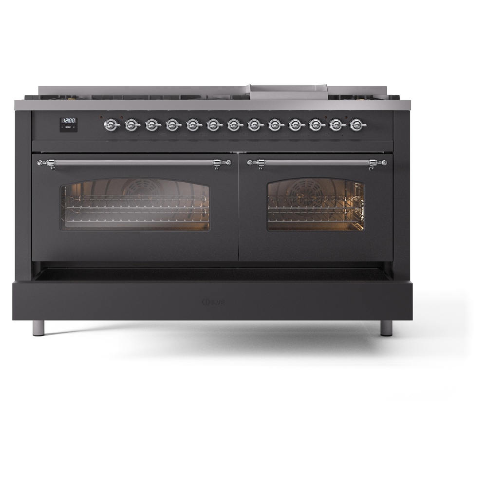ILVE UP60FNMPMGCLP Nostalgie II 60" Dual Fuel Range, drawer opened