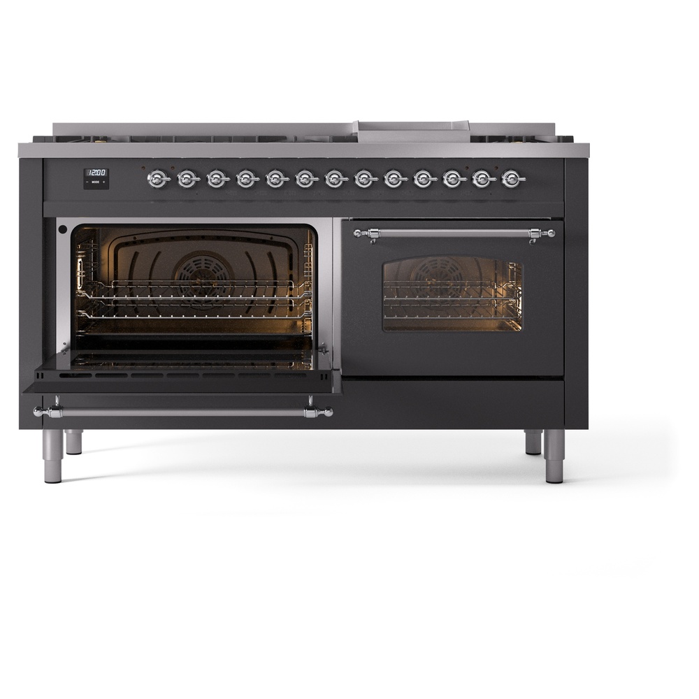 ILVE UP60FNMPMGC Nostalgie II 60" Dual Fuel Range, main oven door opened