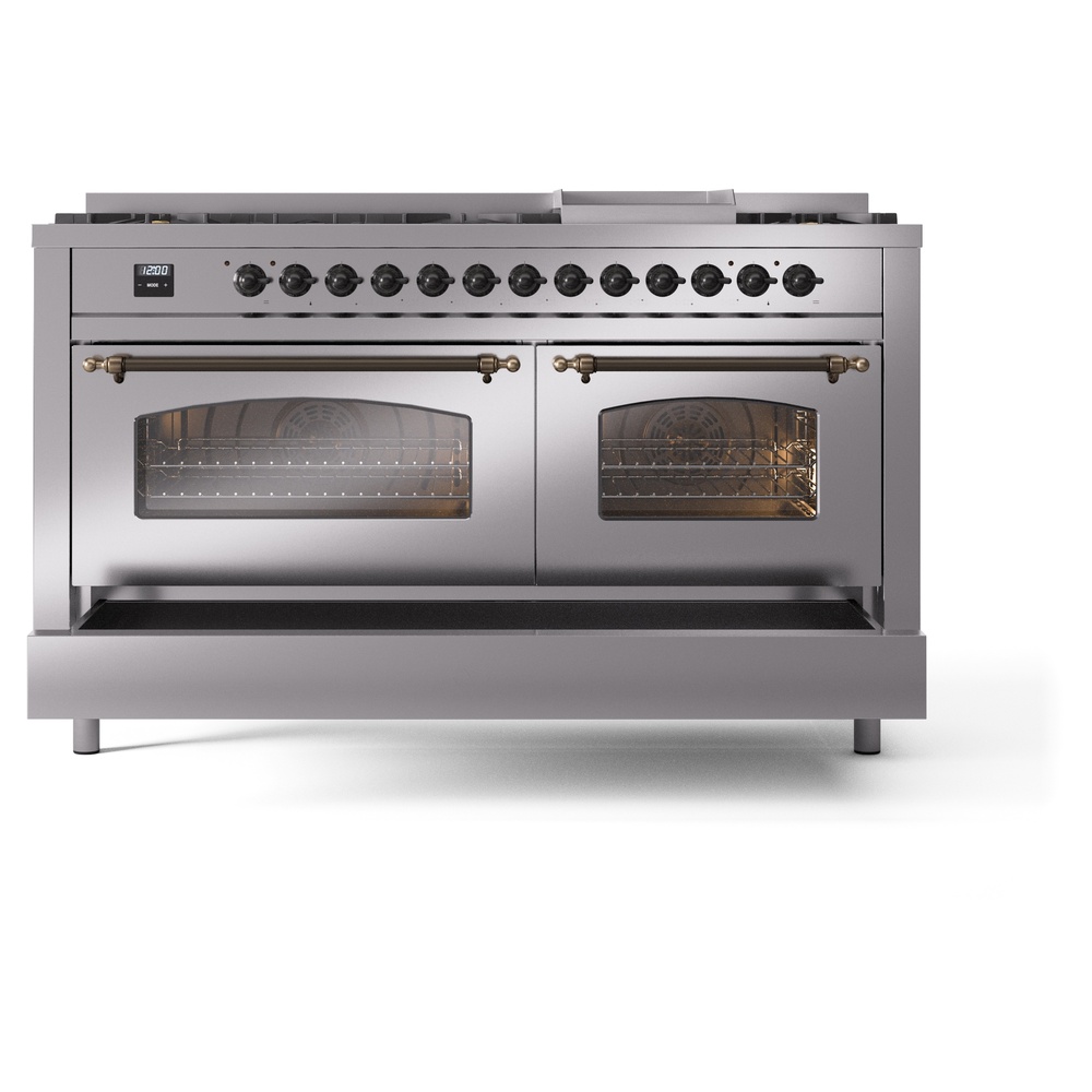 ILVE UP60FNMPSSBLP Nostalgie II 60" Dual Fuel Range, drawer opened