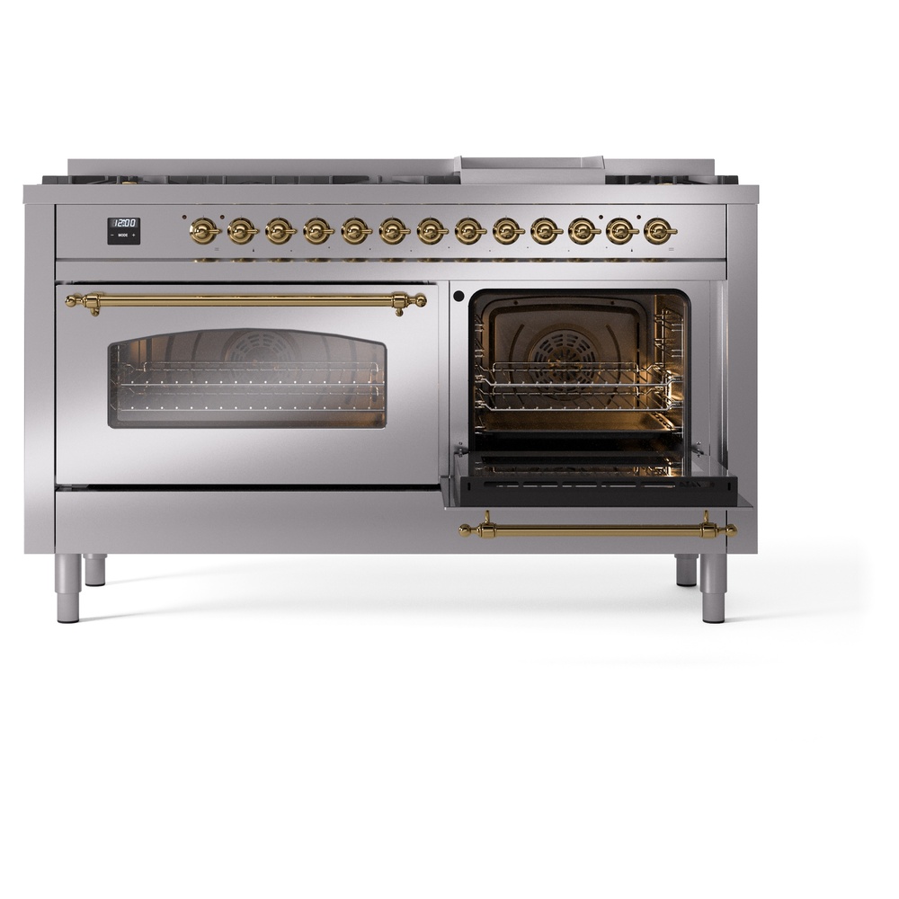 ILVE UP60FNMPSSGLP Nostalgie II 60" Dual Fuel Range, side oven door opened