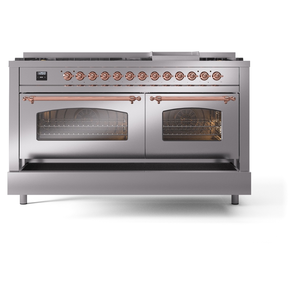ILVE UP60FNMPSSPLP Nostalgie II 60" Dual Fuel Range, drawer opened