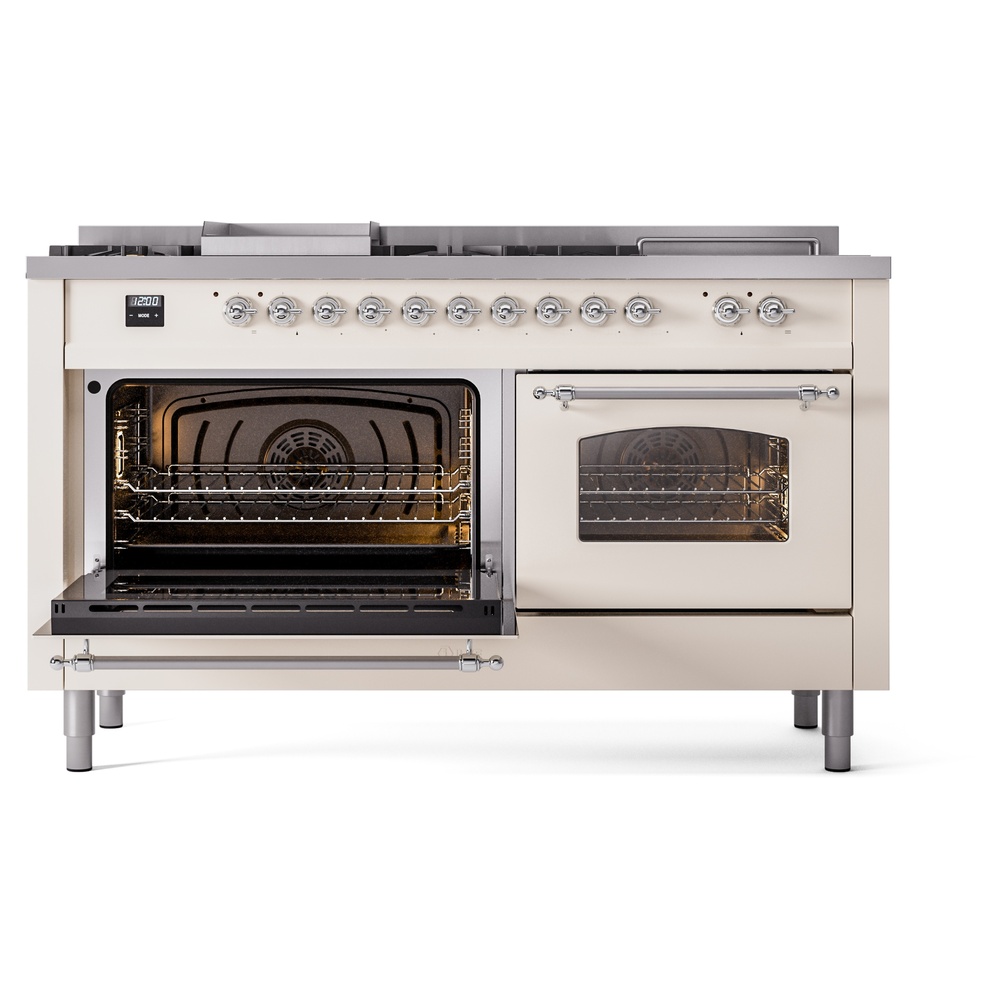 ILVE UP60FSNMPAWCLP Nostalgie II 60" Dual Fuel Range, main oven door opened