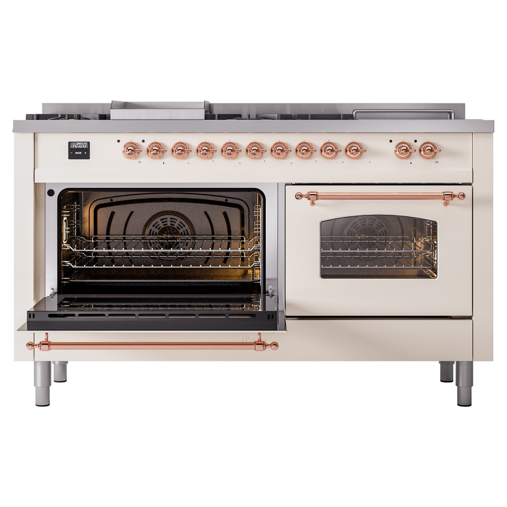 ILVE UP60FSNMPAWPLP Nostalgie II 60" Dual Fuel Range, main oven door opened