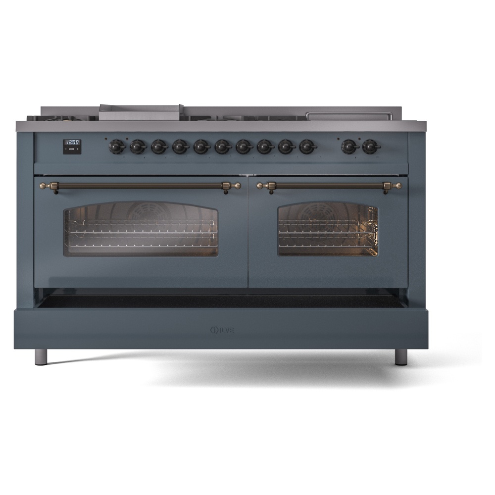 ILVE UP60FSNMPBGBLP Nostalgie II 60" Dual Fuel Range, drawer opened