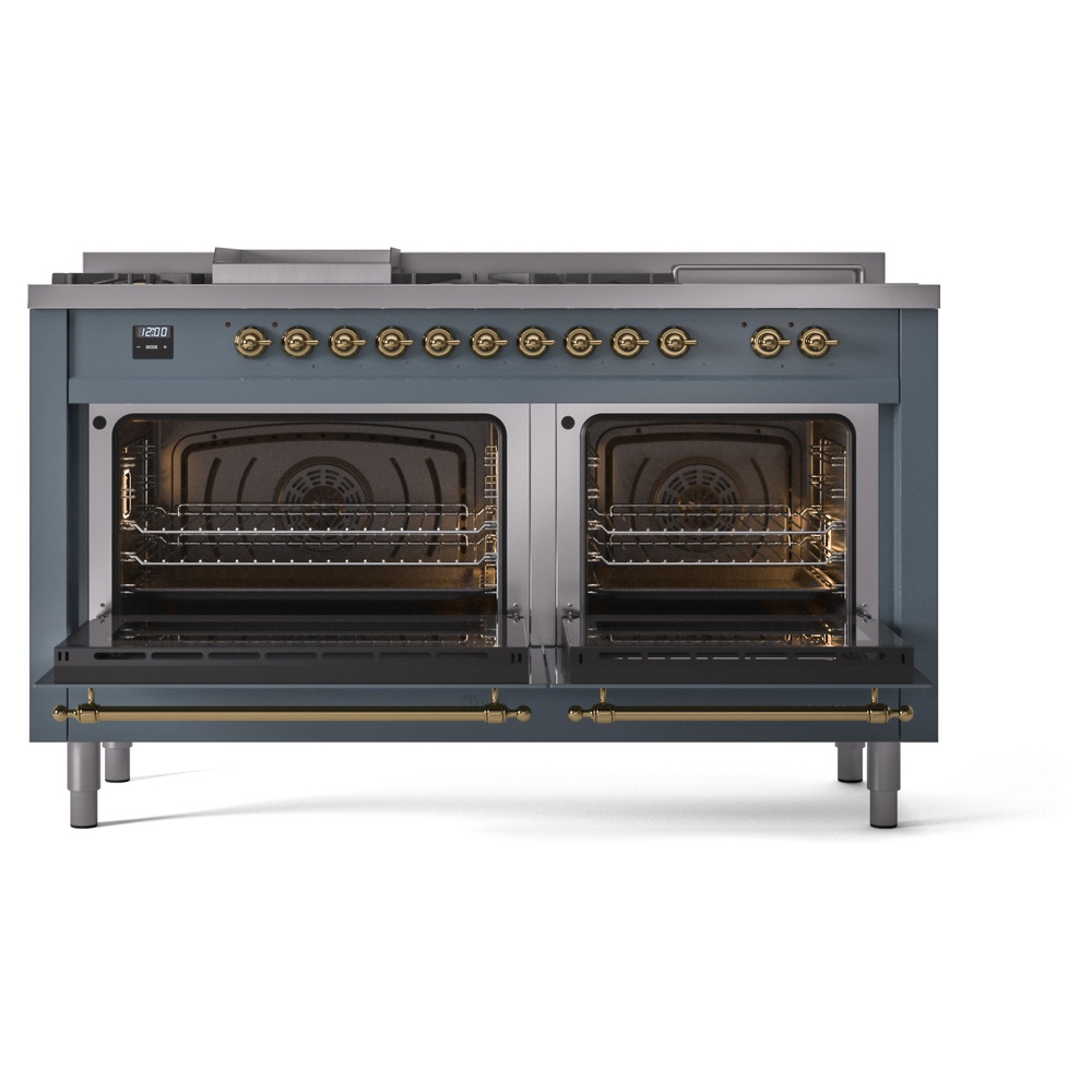 ILVE UP60FSNMPBGGLP Nostalgie II 60" Dual Fuel Range, oven doors opened