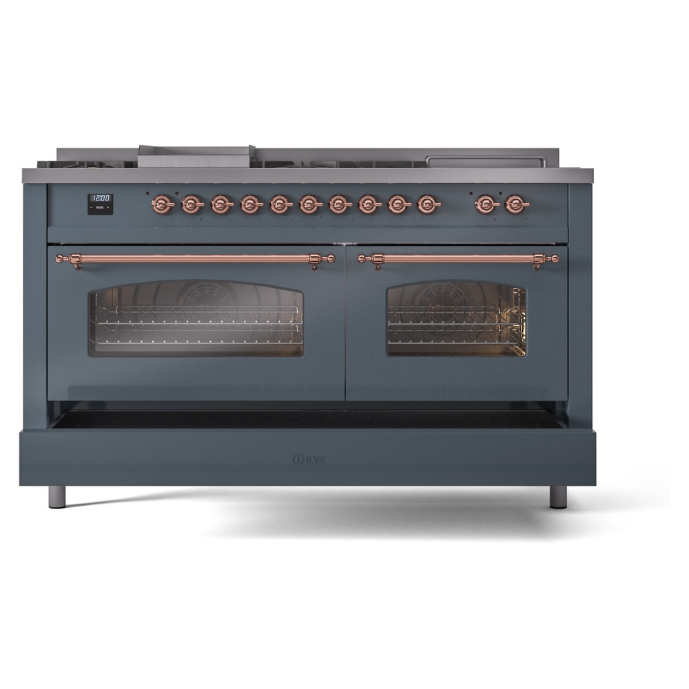 ILVE UP60FSNMPBGPLP Nostalgie II 60" Dual Fuel Range, drawer opened