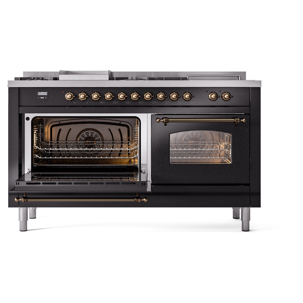 ILVE UP60FSNMPBKB Nostalgie II 60" Dual Fuel Range, main oven door opened