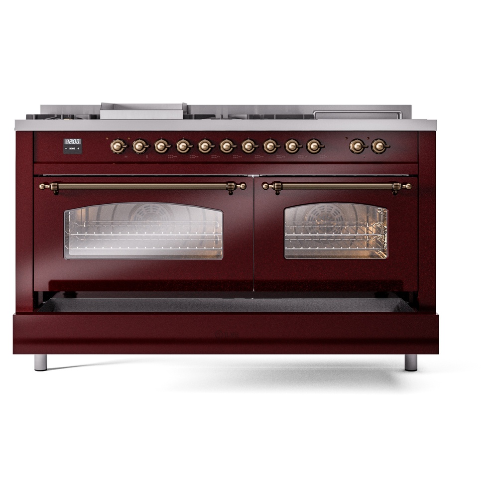 ILVE UP60FSNMPBUB Nostalgie II 60" Dual Fuel Range, drawer opened