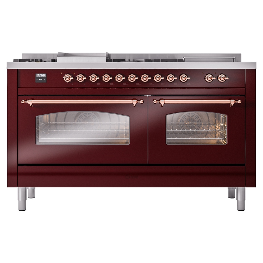 ILVE UP60FSNMPBUPLP Nostalgie II 60" Dual Fuel Range, front view