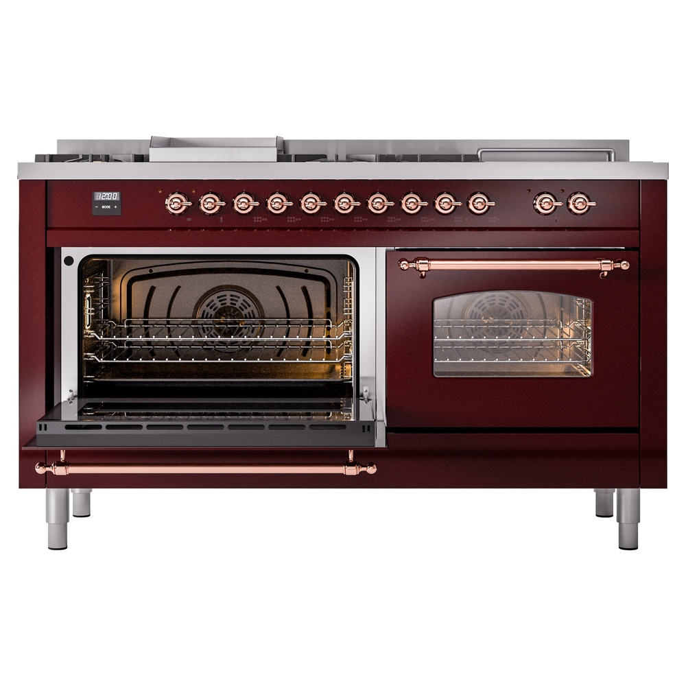 ILVE UP60FSNMPBUPLP Nostalgie II 60" Dual Fuel Range, main oven door opened