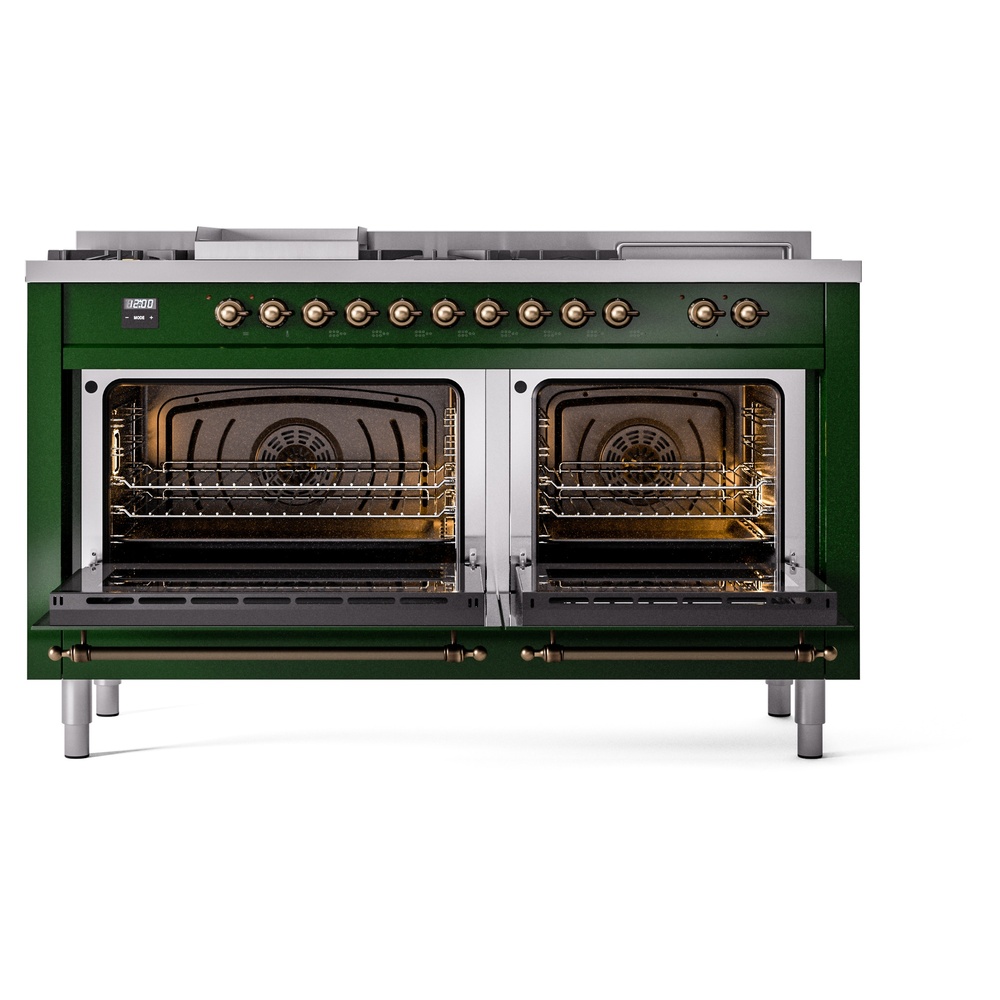 ILVE UP60FSNMPEGB Nostalgie II 60" Dual Fuel Range, oven doors opened