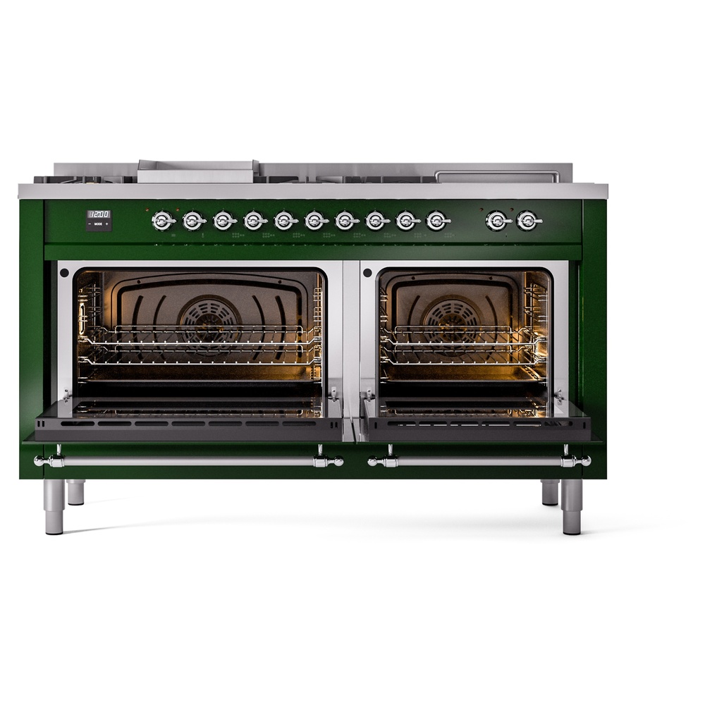 ILVE UP60FSNMPEGC Nostalgie II 60" Dual Fuel Range, oven doors opened