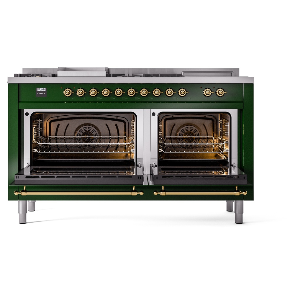 ILVE UP60FSNMPEGG Nostalgie II 60" Dual Fuel Range, oven doors opened