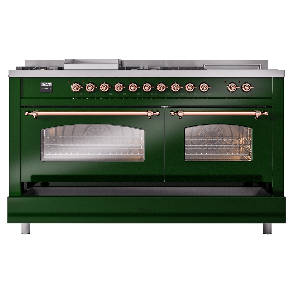 ILVE UP60FSNMPEGP Nostalgie II 60" Dual Fuel Range, drawer opened