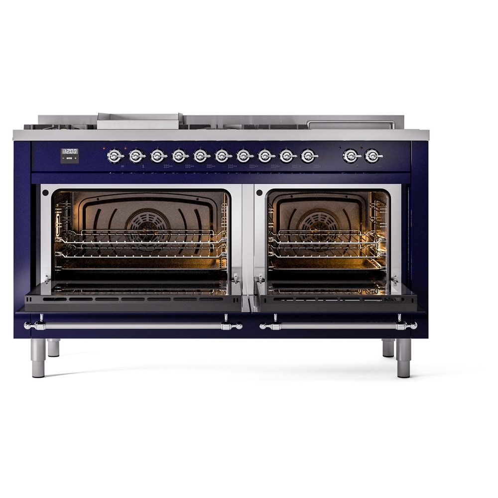ILVE UP60FSNMPMBCLP Nostalgie II 60" Dual Fuel Range, oven doors opened