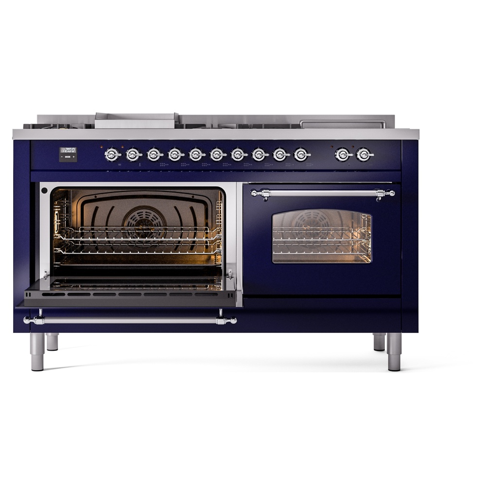 ILVE UP60FSNMPMBCLP Nostalgie II 60" Dual Fuel Range, main oven door opened
