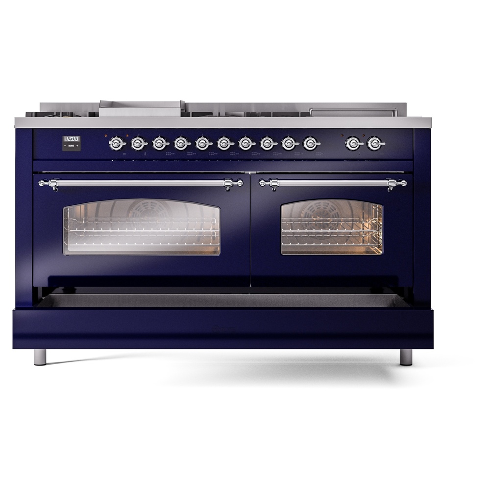 ILVE UP60FSNMPMBCLP Nostalgie II 60" Dual Fuel Range, drawer opened