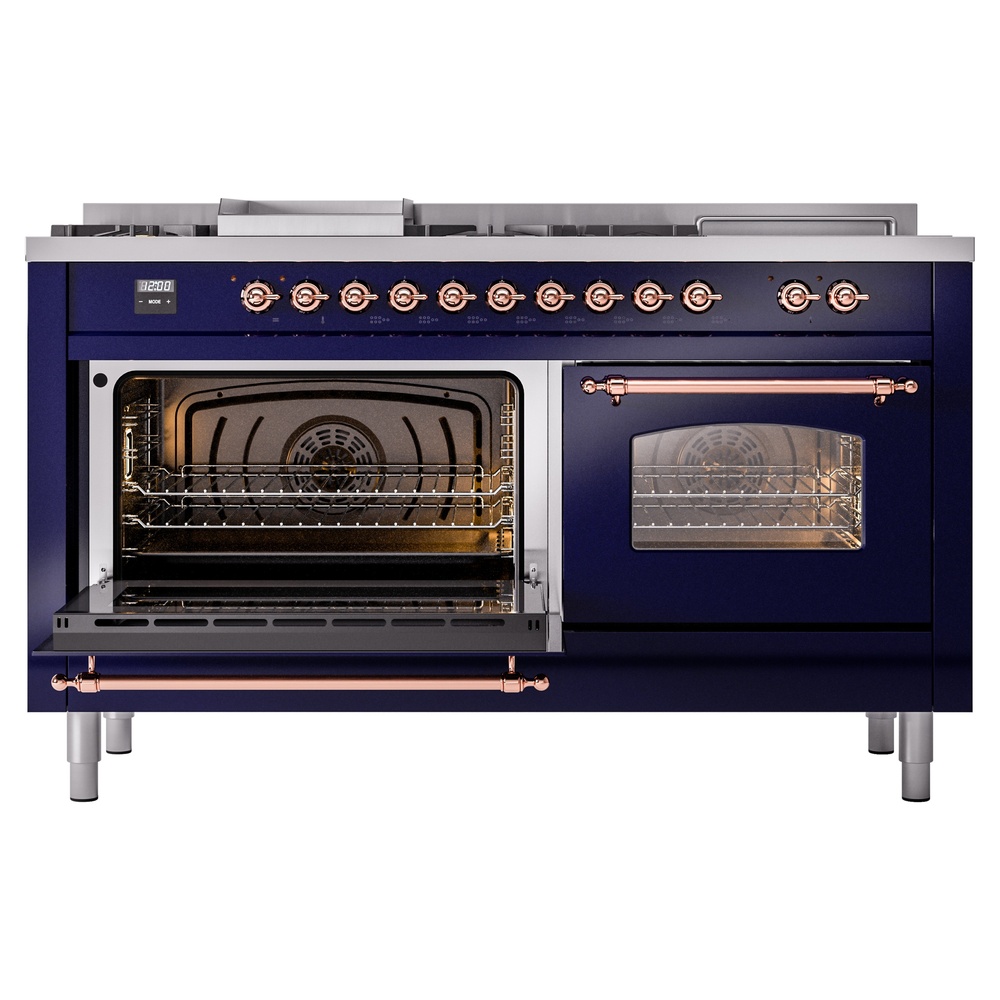 ILVE UP60FSNMPMBP Nostalgie II 60" Dual Fuel Range, main oven door opened