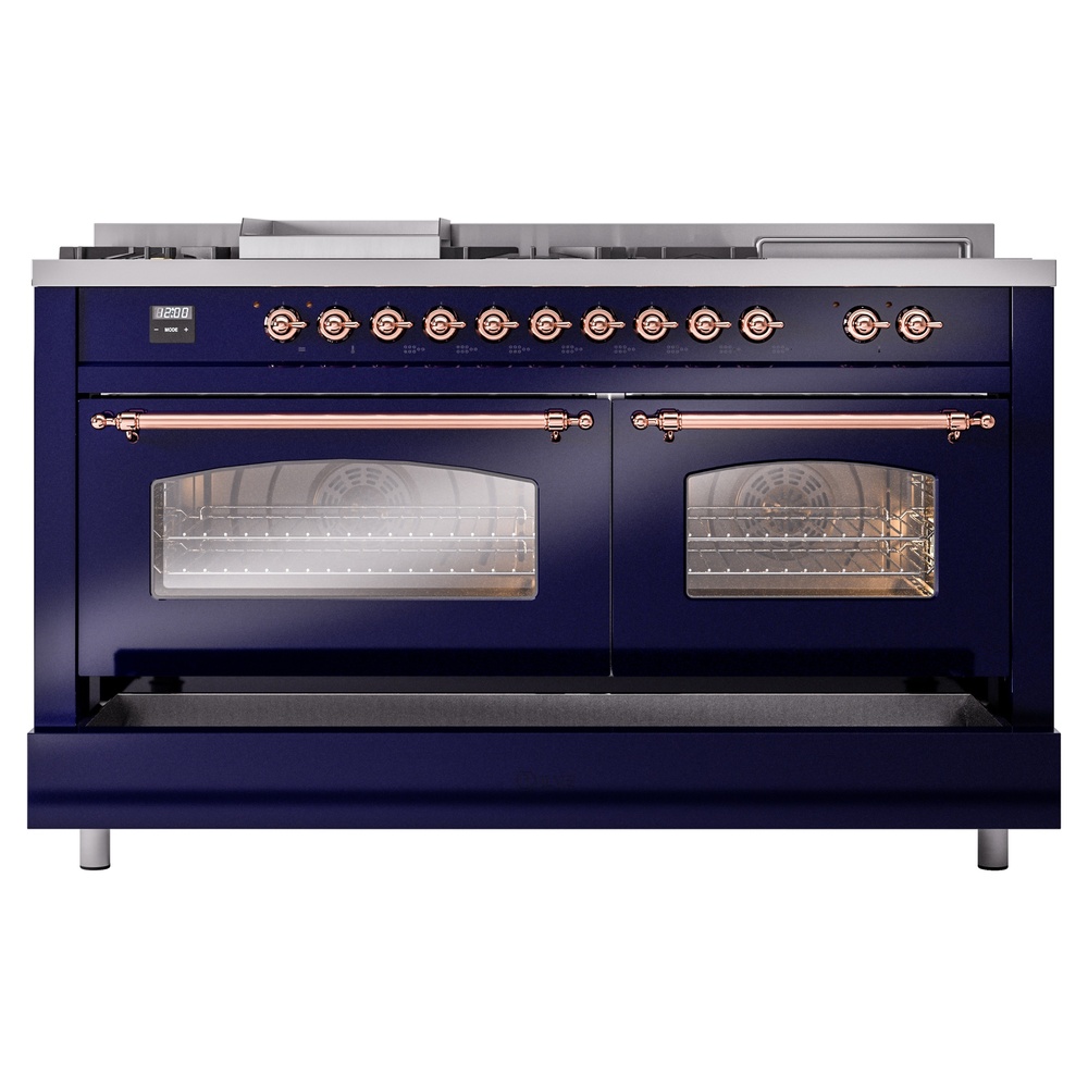 ILVE UP60FSNMPMBP Nostalgie II 60" Dual Fuel Range, drawer opened