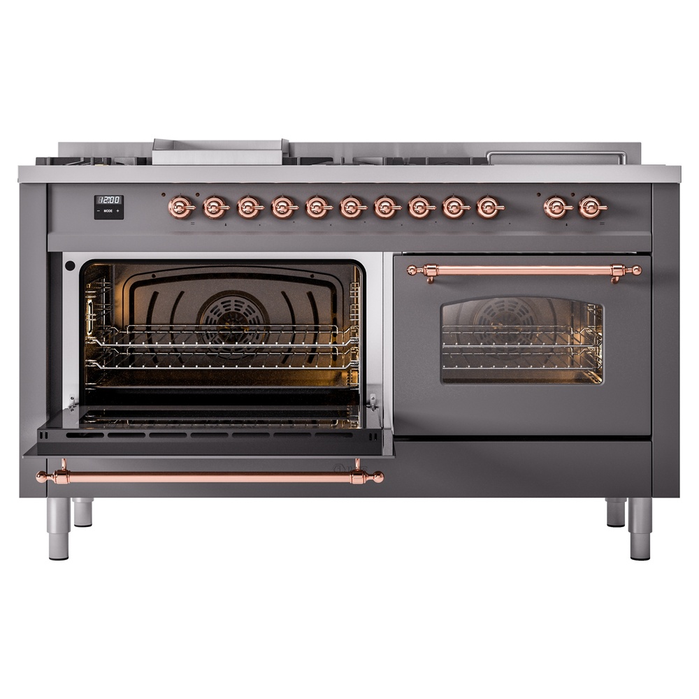 ILVE UP60FSNMPMGPLP Nostalgie II 60" Dual Fuel Range, main oven door opened