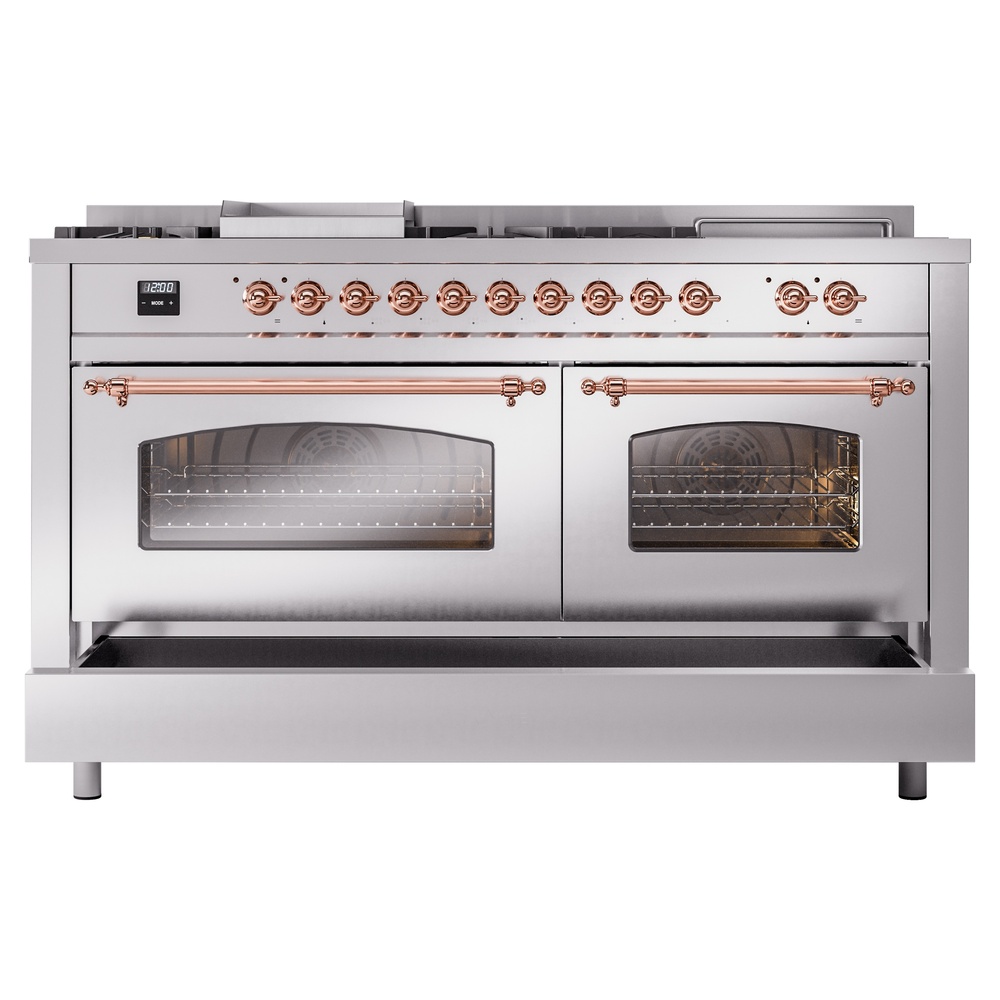 ILVE UP60FSNMPSSPLP Nostalgie II 60" Dual Fuel Range, drawer opened