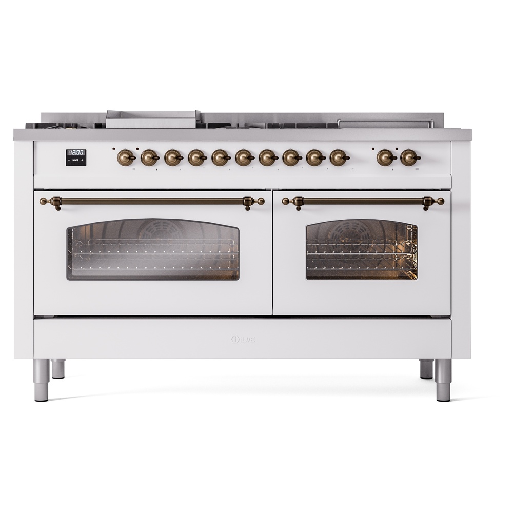 ILVE UP60FSNMPWHBLP Nostalgie II 60" Dual Fuel Range, front view