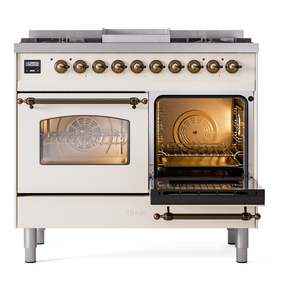 ILVE UPD40FNMPAWB Nostalgie II 40" Dual Fuel Range, side oven door opened
