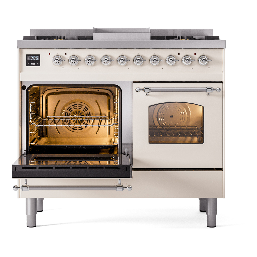 ILVE UPD40FNMPAWC Nostalgie II 40" Dual Fuel Range, main oven door opened