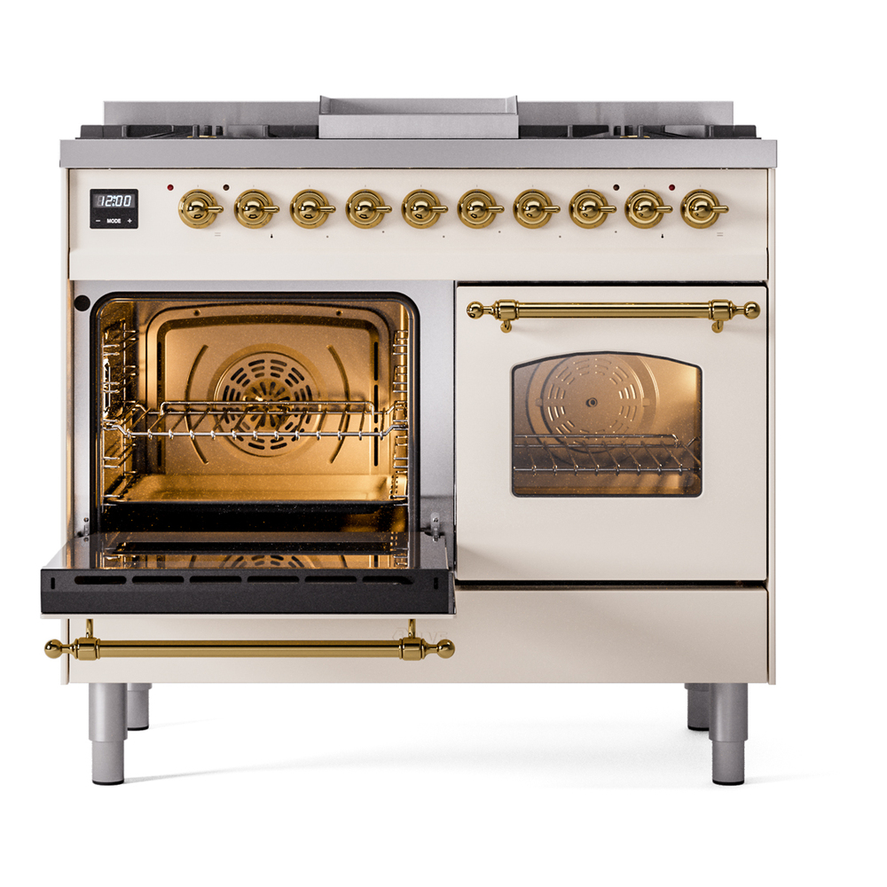 ILVE UPD40FNMPAWGLP Nostalgie II 40" Dual Fuel Range, main oven door opened