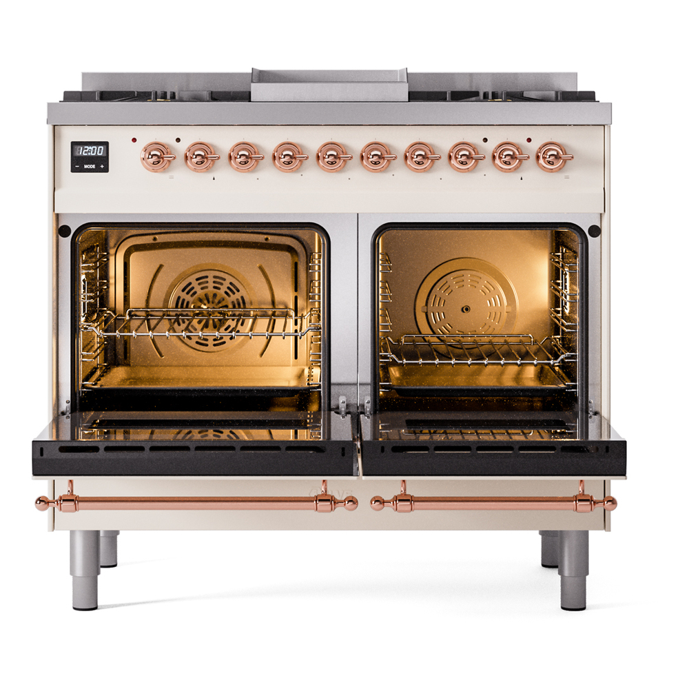 ILVE UPD40FNMPAWP Nostalgie II 40" Dual Fuel Range, oven doors opened