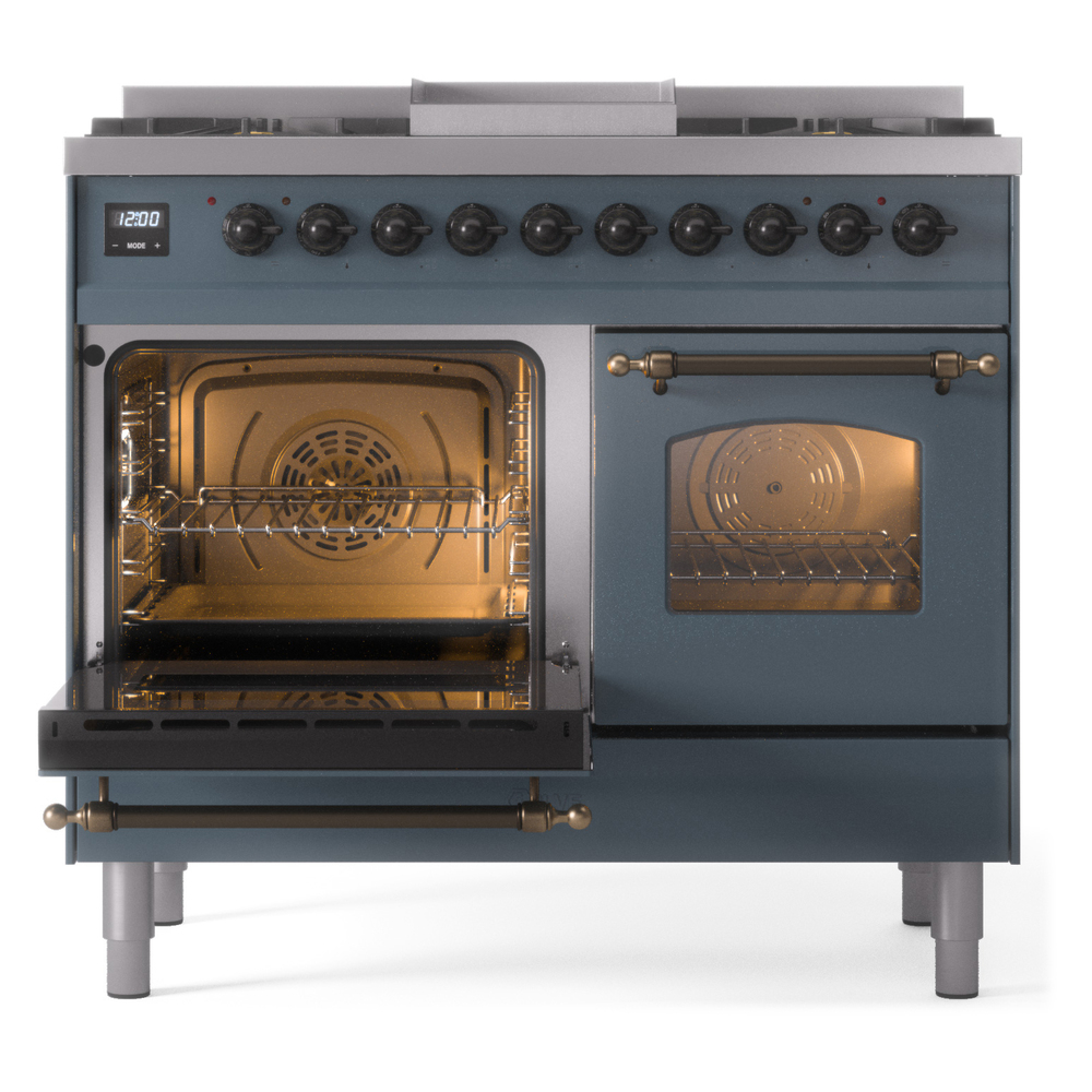 ILVE UPD40FNMPBGBLP Nostalgie II 40" Dual Fuel Range, main oven door opened