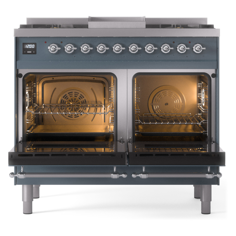 ILVE UPD40FNMPBGC Nostalgie II 40" Dual Fuel Range, oven doors opened