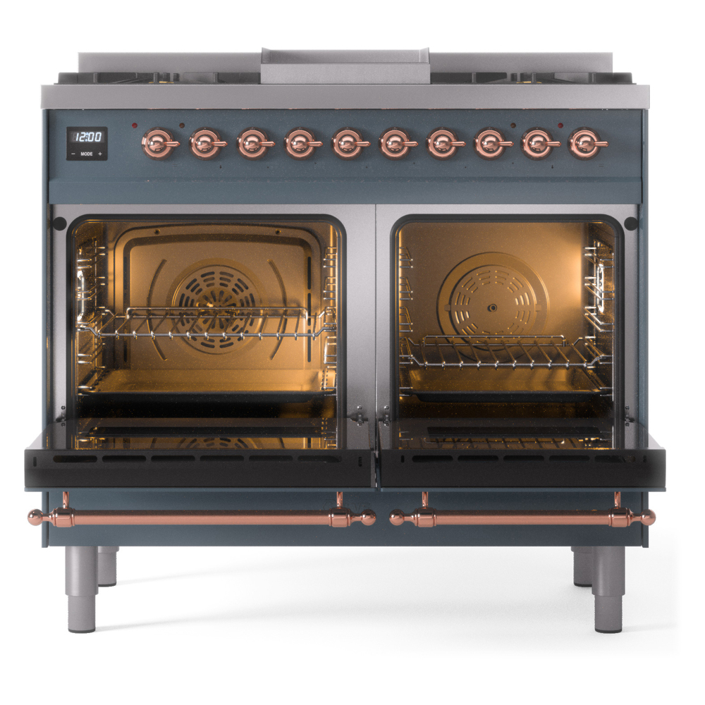 ILVE UPD40FNMPBGP Nostalgie II 40" Dual Fuel Range, oven doors opened