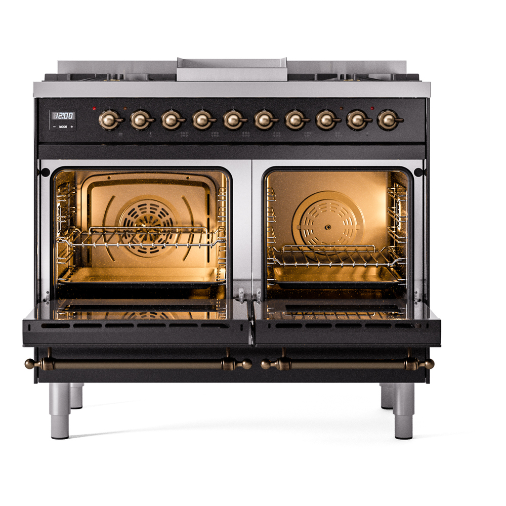 ILVE UPD40FNMPBKB Nostalgie II 40" Dual Fuel Range, oven doors opened