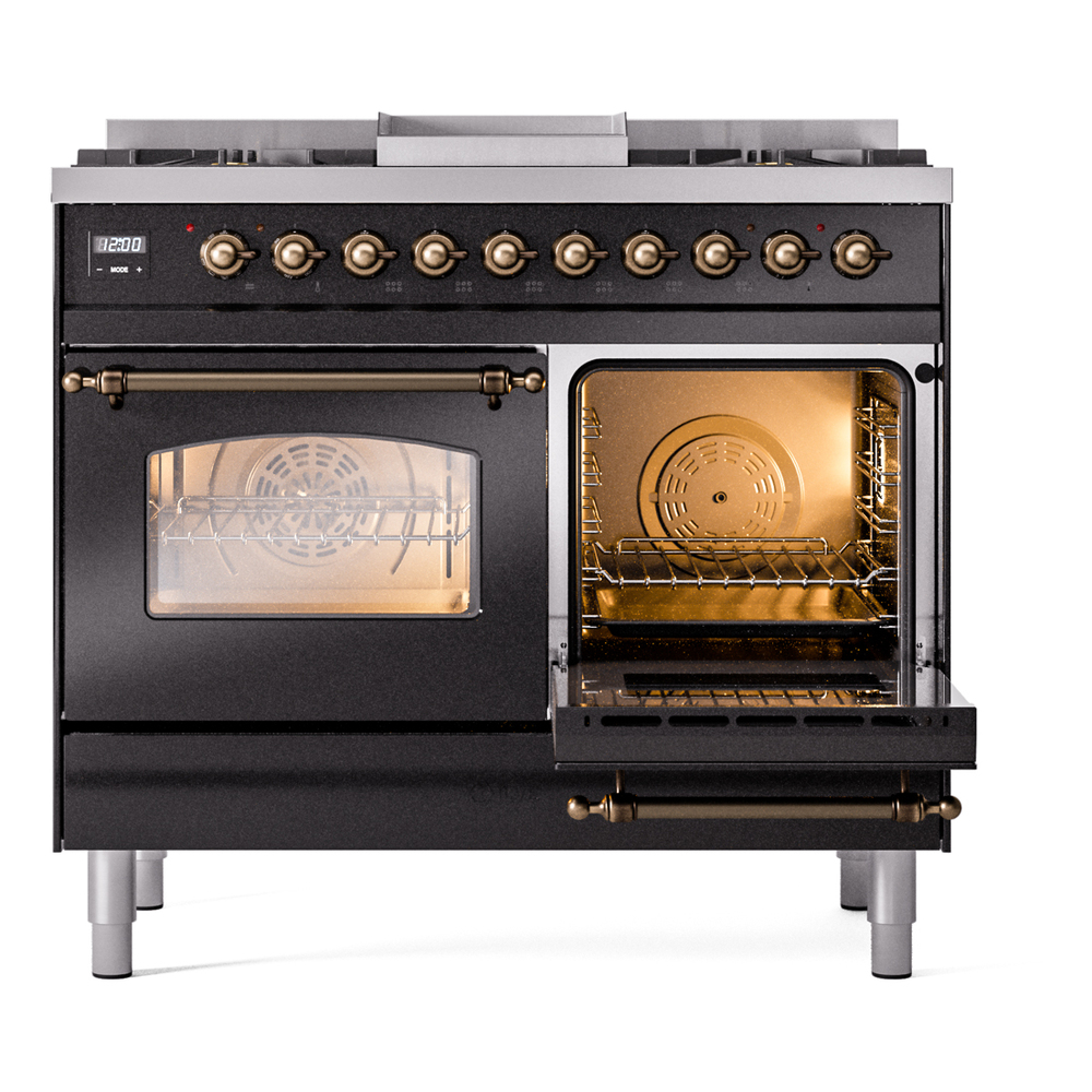 ILVE UPD40FNMPBKB Nostalgie II 40" Dual Fuel Range, side oven door opened