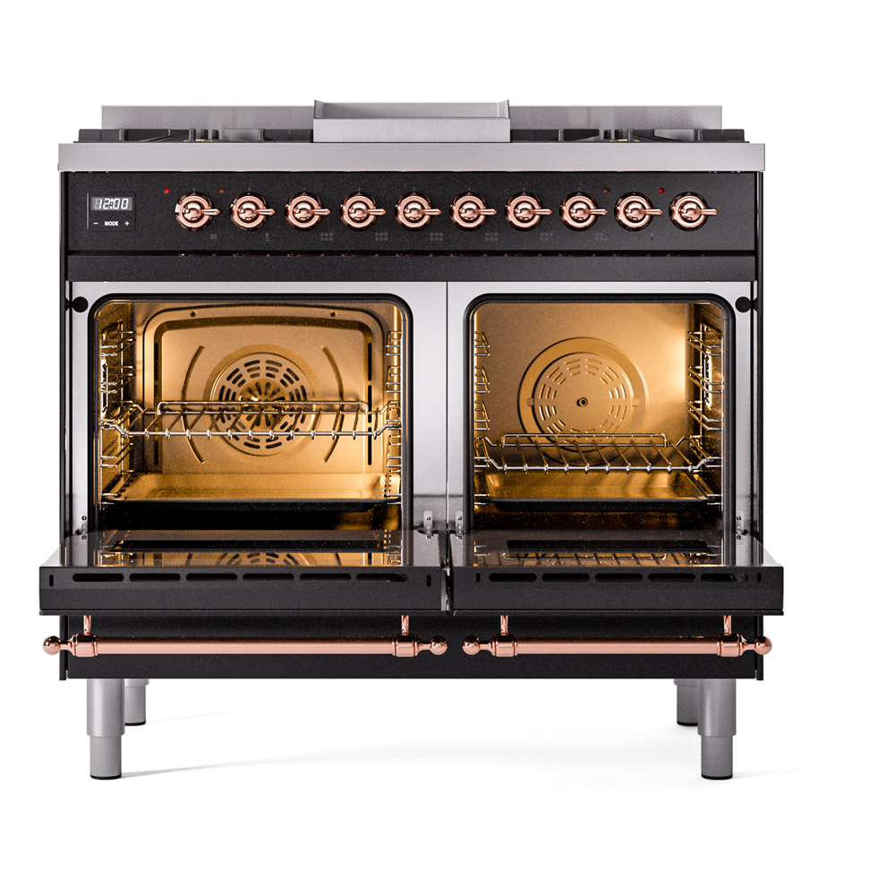 ILVE UPD40FNMPBKPLP Nostalgie II 40" Dual Fuel Range, oven doors opened