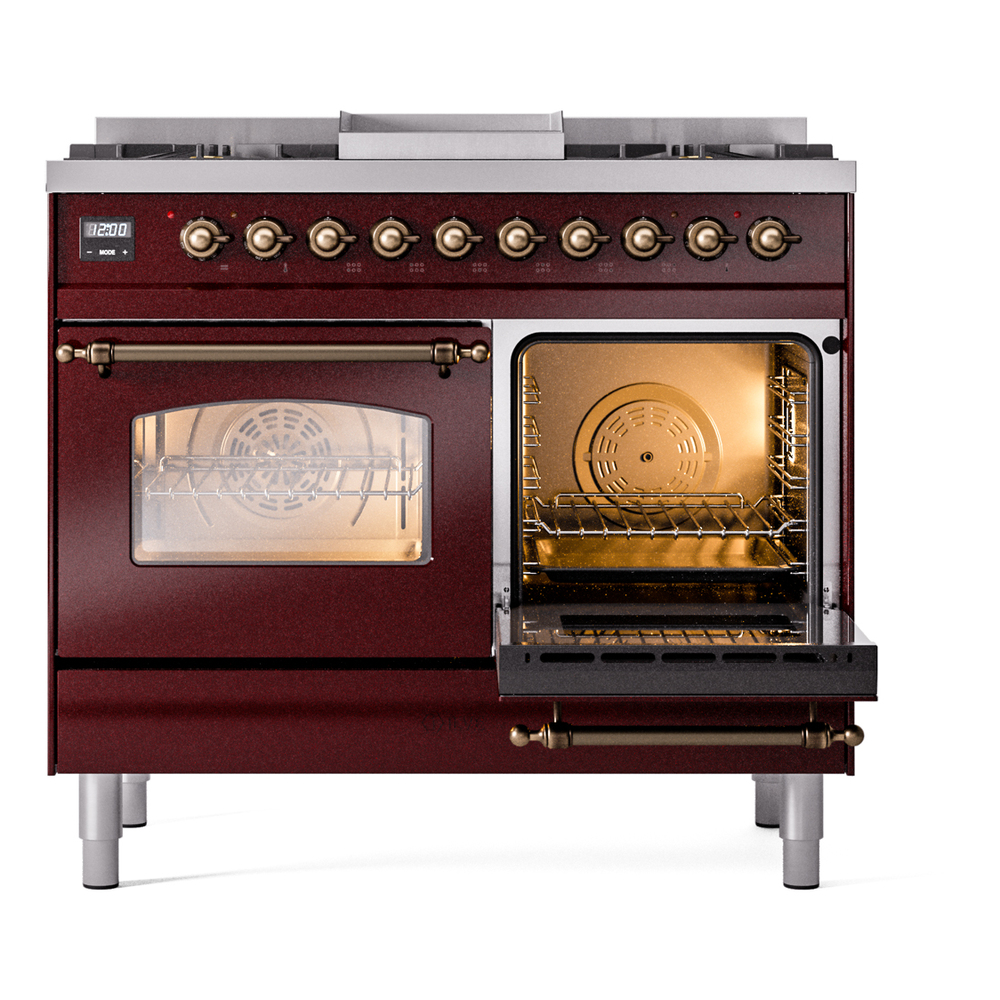 ILVE UPD40FNMPBUB Nostalgie II 40" Dual Fuel Range, side oven door opened