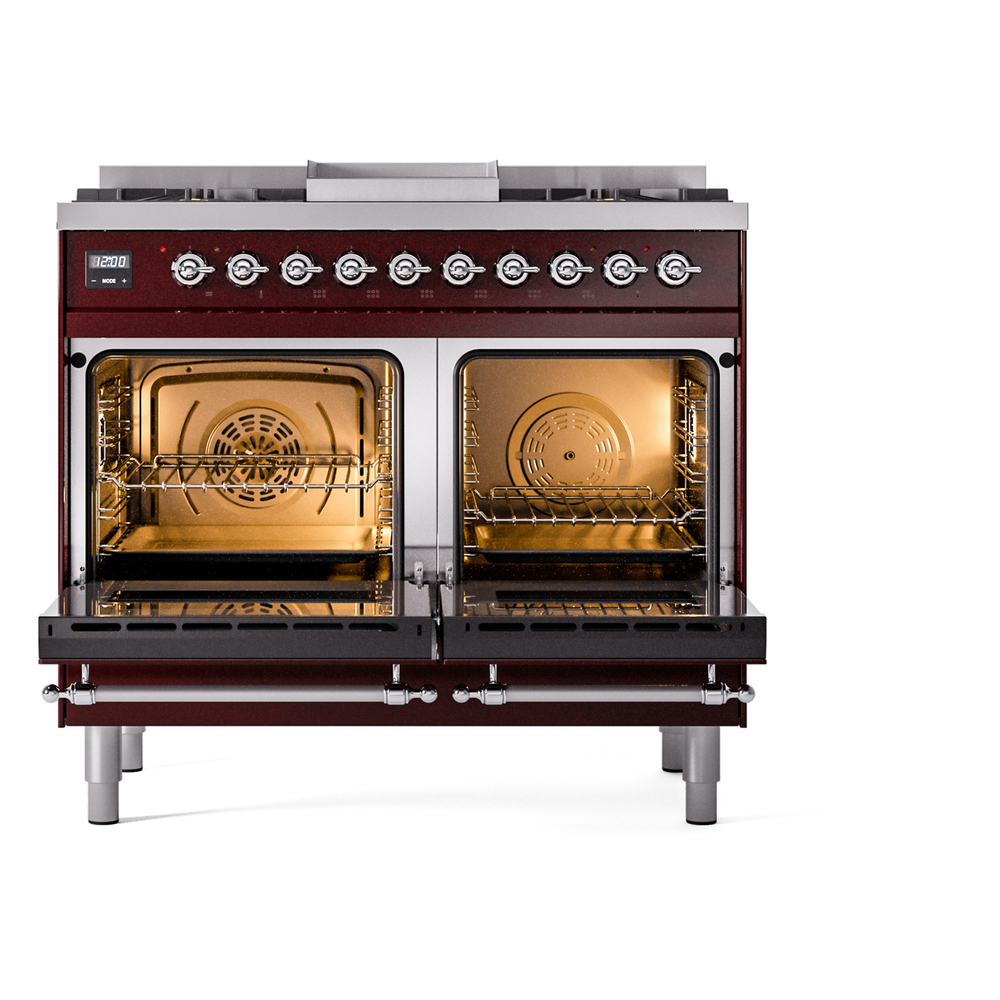 ILVE UPD40FNMPBUC Nostalgie II 40" Dual Fuel Range, oven doors opened