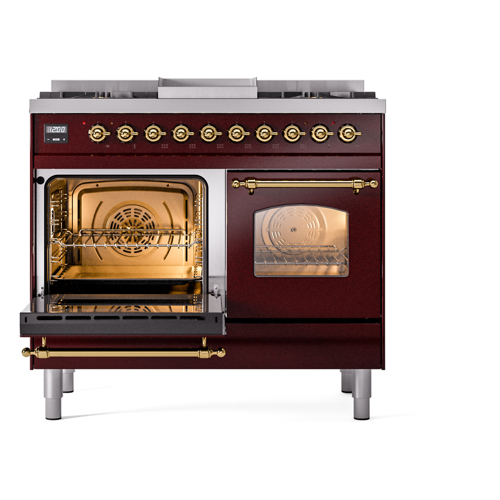 ILVE UPD40FNMPBUGLP Nostalgie II 40" Dual Fuel Range, main oven door opened