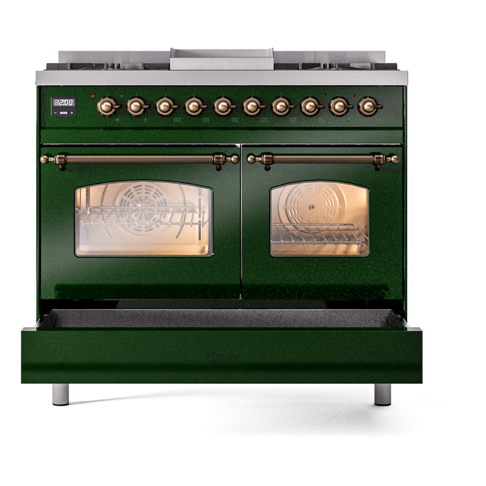 ILVE UPD40FNMPEGB Nostalgie II 40" Dual Fuel Range, drawer opened