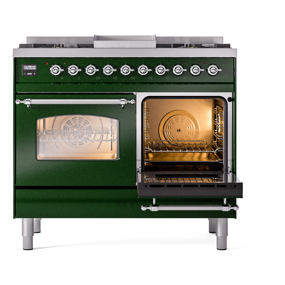 ILVE UPD40FNMPEGC Nostalgie II 40" Dual Fuel Range, side oven door opened