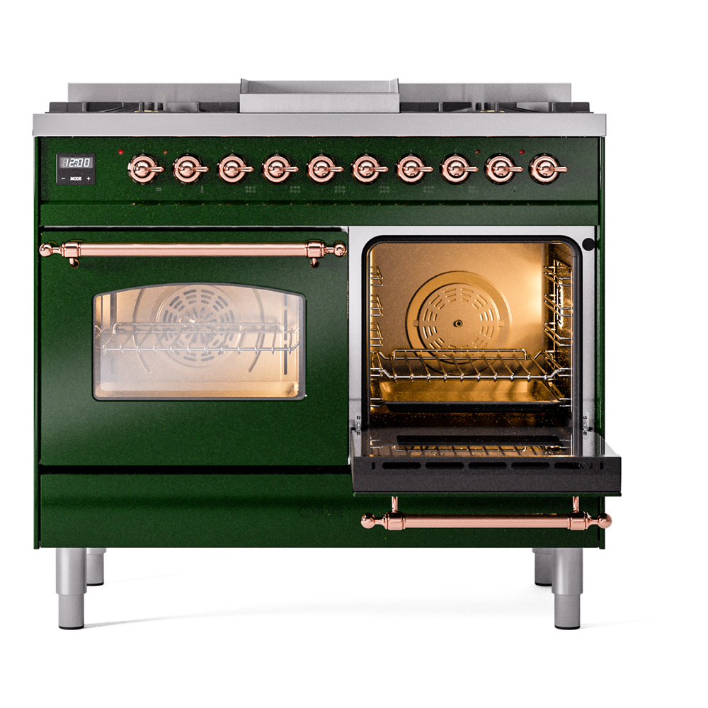 ILVE UPD40FNMPEGP Nostalgie II 40" Dual Fuel Range, side oven door opened